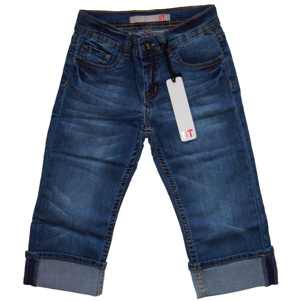 NWT !iT Girls Size 6x Adjustable Waist Blue Denim Cotton Blend Denim Capris